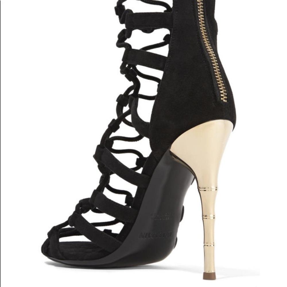 BALMAIN LACE HEELS WITH GOLD HEEL - Picture 4 of 8